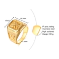 Détails de la bague chevalière aigle en acier plaqué or 18 carats avec dimensions 17x18,5mm - Style Chevalière Aigle en Or (RC-436G)