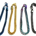 Pulseras de cadena de acero inoxidable en colores azul, dorado, arcoíris y negro - Dorado
