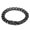 Pulsera de eslabones cubanos de acero inoxidable negro pulido con cierre de caja - Pulsera Negra