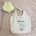 Dettaglio della borsa in tela crema con stampa di cane cartoon e chiusura in metallo - Coniglio Foglie Cadenti Borsa a Gilet (Tracolla Larga)