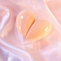Pink makeup sponge set in transparent heart box on soft silk fabric background - Nude Heart/OPP Bag