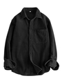 Camicia da uomo vintage in velluto a coste nero a maniche lunghe con tasca sul petto - L / Tops / Nero
