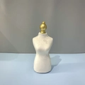 Elegant beige velvet mannequin bust jewelry display with gold top and lace details - Small Mannequin Bust / Off White