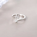 Minimalist S925 silver adjustable ring featuring a pavé-set N letter and a single round diamond - Letter N