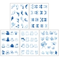Semi-permanent blue herbal tattoo stickers with whale, mermaid and butterfly patterns - Herbal Juice Blue Style G (Whale/Bowknot/Ghost)