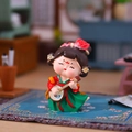 Chinese Tang Dynasty lady figurine playing Ruan lute in red and green traditional dress - Dancing Gracefully - Small (1056-21)
