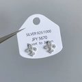 Sparkling 925 silver Fleur-de-lis stud earrings featuring micro-set white zircon stones - Fleur-de-lis Stud Earrings Silver