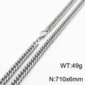 Collana a catena barbazzale in acciaio argento lunga 710 mm e larga 6 mm - 6mm x 710mm