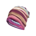 Bonnet en tricot à rayures colorées pour femmes avec des bandes horizontales roses et violettes - Style 2