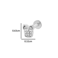Silver owl stud earring with cubic zirconia stones, dimensions 0.63cm by 0.52cm - 10# Owl Style - Silver