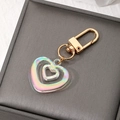 Rainbow iridescent double heart keychain with premium gold-plated clasp accessory - Iridescent Heart