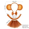 Bruine pluche aap kostuumset voor kinderen met hoofdband, vlinderdas, staart en tutu - Donkerbruine Aap 3-delige Set + Donkerbruine Gaas Rok
