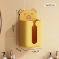 Cute yellow wall-mounted tissue box holder with cartoon bear and 25cm size details - Bear Style / Lemon Yellow