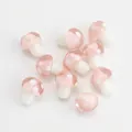 Perle a forma di fungo in vetro a pois rosa e bianchi per gioielli fai-da-te - Piccolo 10*13mm / Rosa