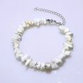 Irregular white turquoise chip stone bracelet with adjustable silver lobster clasp - Cream Turquoise