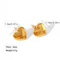Gepolijste 18k vergulde hart oorbellen van roestvrij staal met 3mm dikte detail - Glad Gepolijste Stijl (TE6158)