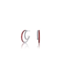 S925 sterling zilveren oorbellen met rood email en micro-pave witte zirkoonstenen - 925 zilver / Rood