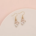 Ghost earrings with gold trim and white enamel for Halloween holiday fashion jewelry - Ghost with Letter G Gold