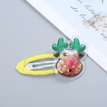 Christmas BB hair clip with cartoon reindeer design and gold star sequins in yellow - Yellow Elk