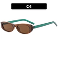 Oval cat eye sunglasses with translucent tea frames and dark green temples color C4 - Translucent Brown Frame Green Temple Brown Lens