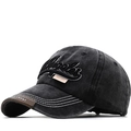 Vintage washed charcoal baseball cap with 3D Los Angeles embroidery and leather tag - L (58-60cm) / Black