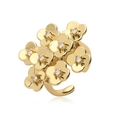 Detalle de anillo bohemio chapado en oro con flores de cuatro pétalos y cristales - Pétalo Blanco / Dorado/Circonita Blanca