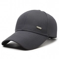 Classic dark grey men's baseball cap with fashion metal plate and high density fabric - Adjustable / Gray