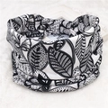 Bohemian black and white tropical leaf print wide elastic sports headband for women - 75