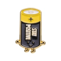 Broche en émail batterie Stay Positive avec visage souriant de style cartoon - Batterie Stay Positive