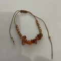 Handmade bracelet with irregular orange natural crystal stones and brown braided rope - Brown Cord Braided Style (7765) / Brown