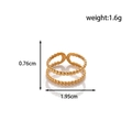 Bague ouverte dorée à double couche de perles en acier inoxydable, 1,6g et 0,76cm haut - Style de Perles Double Couche (MN416)