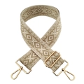 5cm geometric diamond woven strap with golden metal hooks for crossbody bags - LI-Gold Thread Beige Khaki