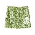 Detail showing high-quality green sequins and layered texture on midi skirt - Green