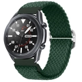 Detail of green nylon braided strap with adjustable metal slider buckle for smartwatch - Cedar Green