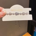 Bracelet coulissant argenté avec pendentif calebasse bleu clair, perles et zircons - Argent-Bleu