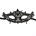 Close-up of elegant black lace masquerade mask with intricate baroque embroidery details - Charming