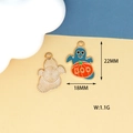 Blue ghost holding a BOO pumpkin alloy pendant charm for Halloween jewelry DIY - 10 Pumpkin Ghost