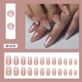 Lot de 24 faux ongles ronds avec dégradé rose nude et finition nacrée aurore - Type à Colle / Dégradé Simple (W1676)
