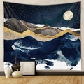 Detailed texture of abstract mountain tapestry with marble patterns and golden stars - Marble Texture Mountains (GT428-11)