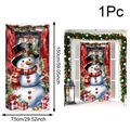 Bannière de porte bonhomme de neige Noël extérieur avec dimensions 150x75cm et rendu réel - 75x150cm / Bonhomme de Neige