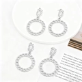 Silver geometric earrings with lava metal texture and chain pattern in a large hoop style - Silver EH015-1 (Large Hoop Chain)