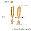 Detail view of gold-plated stainless steel earrings with zircon doll pendants and dimensions - Gold-Q137