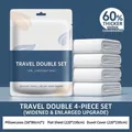 Disposable 4-piece travel bedding set for double bed with thickened non-woven fabric - Solid Color Double Set (4 Pcs)