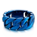 Chunky 31mm blue stainless steel Cuban link bracelet for men and women in hip-hop style - 24cm / Blue