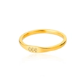 Macro shot of gold stainless steel ring featuring 444 engraving with a mirror reflection - US 10 / 444