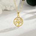 Elegante collana Albero della Vita in argento 925 dorato con pietre di zircone bianco puro - Oro