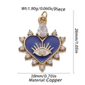 Golden heart evil eye pendant with blue enamel and zircon details on copper base - CX142-8D (Blue Glaze Heart Zirconia)