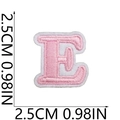Mini pink embroidered letter E patch with white border for clothing, 2.5cm size - E (Pink)