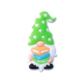 Perla in silicone a forma di gnomo con cappello a pois verdi e libri per catenella ciuccio - Set da 20 Pezzi / Gnomo Verde con Libro