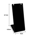 L-shaped black acrylic jewelry stand holder with 8.7cm height and 4cm width dimensions - Medium / Black